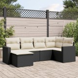 vidaXL Set mobilier de grădină cu perne, 6 piese, negru, poliratan 3251593