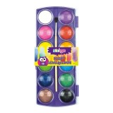 Set de acuarele cu 12 culori intense si o pensula inclusa