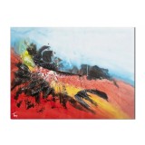 Tablou gigant abstract pictat manual birou, living, Compozitie abstracta 2, 120x90cm ulei pe panza in relief efect 3D, gata de expus pe perete