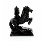 Cal negru cu Pagoda pe suport 9 cm