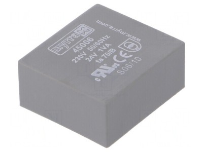 Transformator &amp;icirc;ncapsulat 1VA 230V 24V PCB 34x31x15mm foto