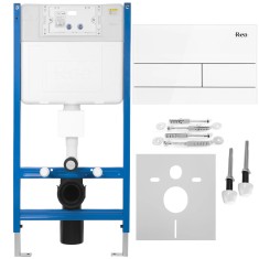 Cadru WC &icirc;ncastrat K011A-Q Rea cu buton T White Glass