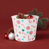 Decoratiune de Craciun - ghiveci metalic, galeata - baston de zahar - 13 x 11 cm