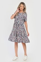 Rochie Medie V284, Imprimeu cu Motive Orientale - M