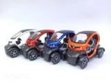 Macheta Renault Twizy albastra replica metal cu usi deschise si mecanism pull back fara cutie proprie