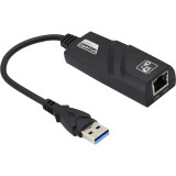 Cablu adaptor, Mokeum, USB 3.0/RJ 45, Negru