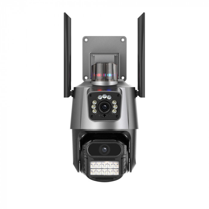 Camera supraveghere video PNI IP782 dual lens 3+3MP, WiFi, PTZ, zoom digital, slot micro SD, stand-alone, aplicatie mobil