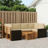 vidaXL Set de canapele de exterior cu pernă 7 pcs Natural și Bej 3384094