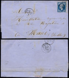 France 1861 Postal History Rare Cover + Content Rennes Le Mans DB.365