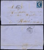 France 1861 Postal History Rare Cover + Content Rennes Le Mans DB.365