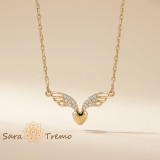 Colier Aripile Iubirii , Colier placat cu aur cu inima si aripi