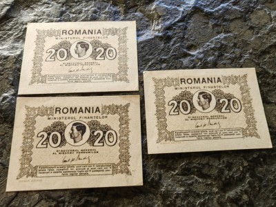 Bancnota Romania, 20 lei 1945, Regele Mihai, Min. Finantelor, PRET/BUC.,perfecta foto