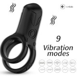 Armony For Him-Inel Vibrator Dublu Negru-Silicon, 10 Trepte