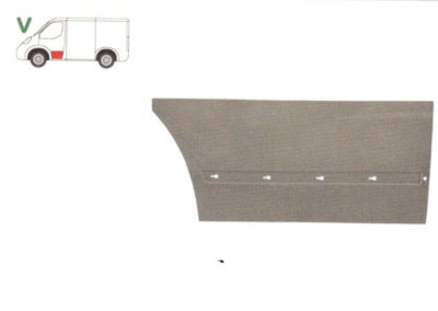 Panou reparatie usa Mercedes VITO / Clasa V (W638), 02.1996-01.2003, partea stanga, cu gauri pentru bandou; inaltimea 470 mm, usa fata, foto