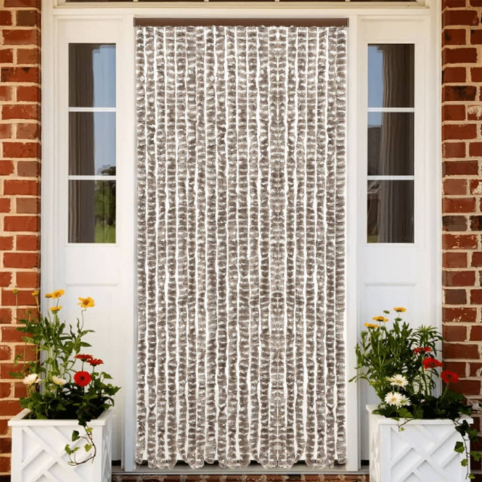 Perdea pentru insecte, gri taupe si alb, 100x200 cm, chenille GartenMobel Dekor