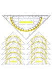 Set de 10 triunghiuri geometrice, raportor din plastic pentru desen, riglă de 15,7 cm pentru desenarea cercurilor f