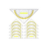 Set de 10 triunghiuri geometrice, raportor din plastic pentru desen, riglă de 15,7 cm pentru desenarea cercurilor f