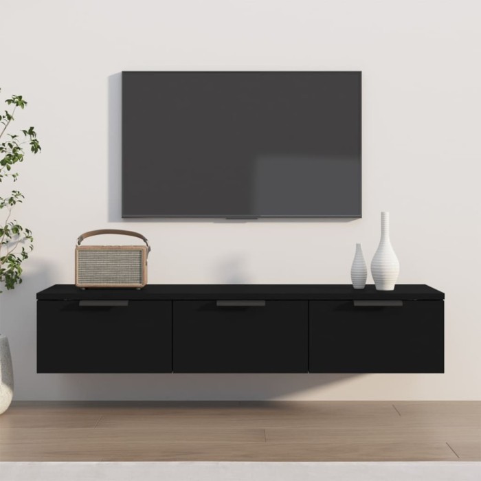Gossi dulap de perete, negru, 102x30x20 cm, lemn prelucrat