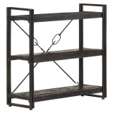 Cumpara ieftin Biblioteca cu 3 rafturi, negru, 90x30x80 cm, lemn masiv mango