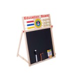 Tabla magnetica multifunctionala 2 in 1 cu suport din lemn, piese magnetice, creta, marker, burete 42 X 32.5 cm, Oem