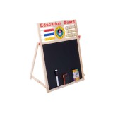 Tabla magnetica multifunctionala 2 in 1 cu suport din lemn, piese magnetice, creta, marker, burete 42 X 32.5 cm