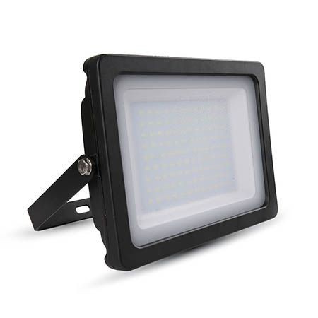 Proiector 100W LED alb 4000K slim negru IP65