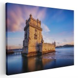 Tablou Turnul Belem, Lisabona, Portugalia, albastru 1534 Tablou canvas pe panza CU RAMA 80x120 cm