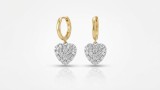 Cumpara ieftin Cercei Huggie Bicolori din Argint 925 Placati cu Aur 18K Heart Mosaic, cu Zirconiu