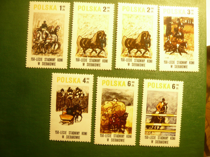 Serie mica Polonia 1980 - 150 ani - Caii in munca omului 7 valori