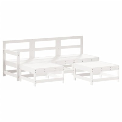 Set mobilier relaxare de gradina 5 piese alb lemn masiv de pin foto