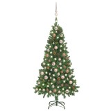 Brad Crăciun artificial pre-iluminat globuri/conuri pin 150 cm