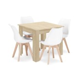 Set masa pentru sufragerie/living + 4 scaune Mark alb, Artool, lemn, stejar sonoma, 80x80x75 cm GartenVIP DiyLine