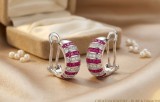 Cumpara ieftin Cercei din Argint 925 Creativa Jewelry , Model Jante cu Rubine Bagheta E i Zirconiu