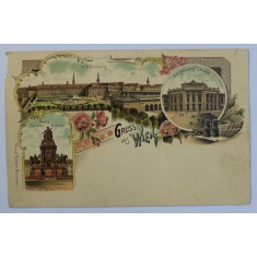 GRUSS AUS WIEN - SALUTARI DIN VIENA , CARTE POSTALA ILUSTRATA , CROMOLITOGRAFIE , POLICROMA , NECIRCULATA , CLASICA