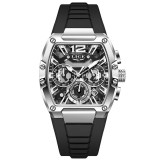 Ceas Barbati Lige 89206 Argintiu-Negru , Design Sport, Functii Multiple, Rezistent la socuri, Rezistent la Apa 3ATM
