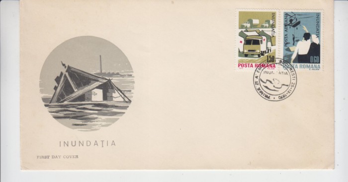 C12 - FDC Romania - Inundatia I - LP743 - 1970