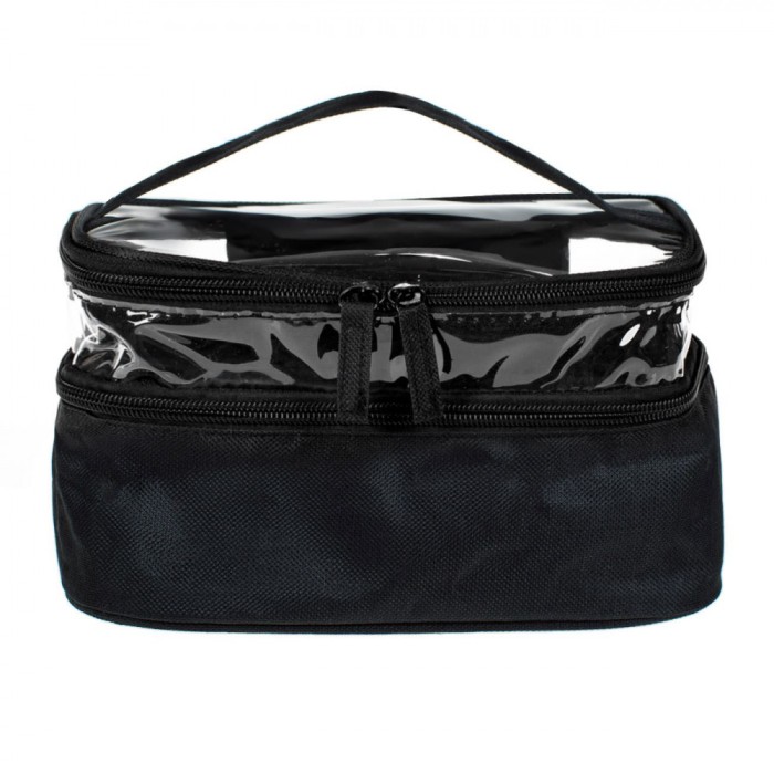 Portfard Valiză, Model Transparent, Dimensiuni 22x12x13cm, Culoare Negru