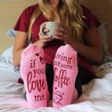 Sosete amuzante If you love me Bring Me Coffee Briose roz