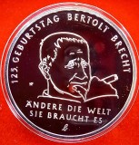 (A61) MONEDA DIN ARGINT GERMANIA - 20 EURO 2023, LIT. J, 125 ANI NASTEREA LUI BELTOLT BRECHT, STARE PROOF