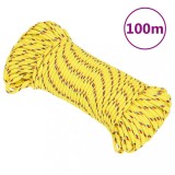 VidaXL Fr&acirc;nghie de barcă, galben, 3 mm, 100 m, polipropilenă