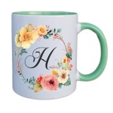 Cana maner verde personalizata cu initiala H, INOVATIX&reg;. 330ml