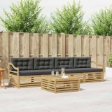 vidaXL Set de canapele de exterior cu pernă 5 pcs Alb și antracit 3390022