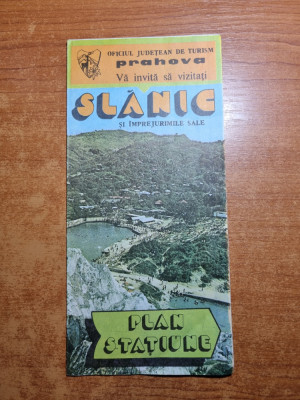 pliant turistic si harta - slanic prahova si imprejrimile sale - din anul 1981 foto