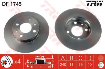 Disc frana LANCIA YPSILON (843) (2003 - 2011) TRW DF1745 foto