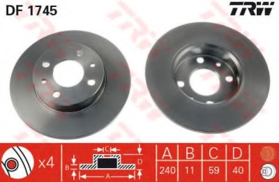 Disc frana ALFA ROMEO 145 (930) (1994 - 2001) TRW DF1745 foto