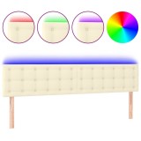 Cumpara ieftin Tablie de pat cu LED, crem, 180x5x78/88 cm, piele ecologica