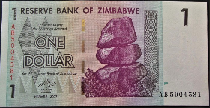 BANCNOTA EXOTICA 1 DOLAR - ZIMBABWE, anul 2007 HARARE *cod 591 = UNC
