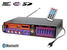 Amplificator digital tip Statie 2x20 W Bluetooth telecomanda intrari USB SD Card microfon foto