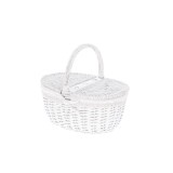 Cumpara ieftin Cos depozitare lemn salcie textil alb 40,5 x 30 x 36 cm