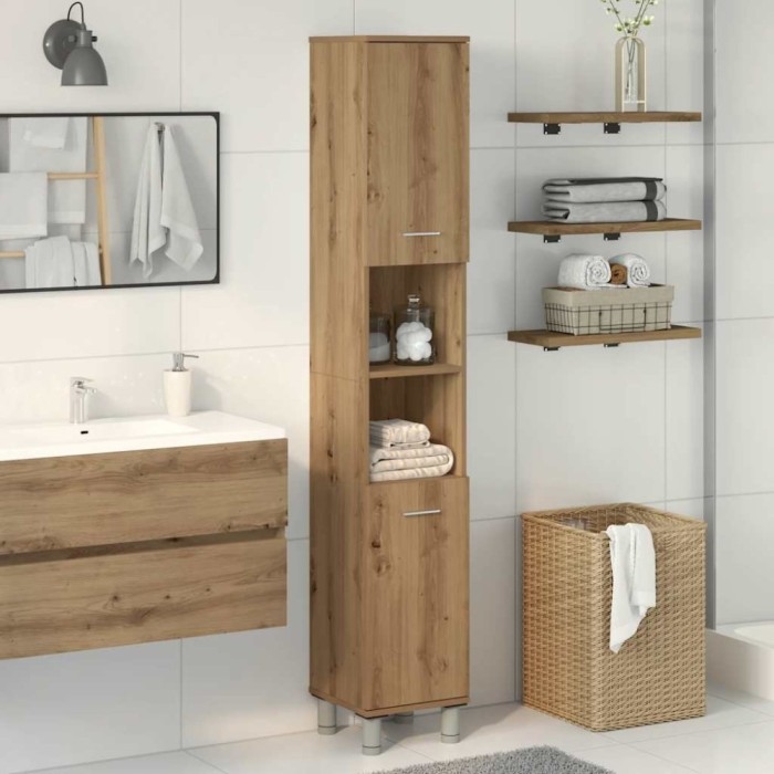 vidaXL Dulap de baie, stejar artizanal, 30x30x179 cm, lemn prelucrat
